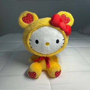 Sanrio Hello Kitty Wearing Yellow Bear Costume with Hearts Plush